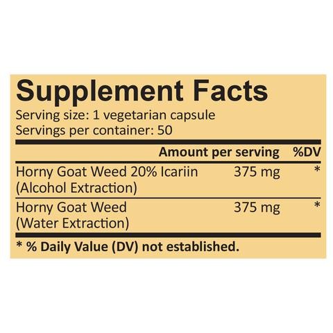 GH-2 - HORNY GOAT WEED - Supplement Facts