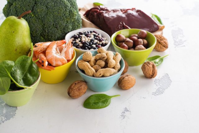 Healthy food, sources of folic acid (vitamin B9)