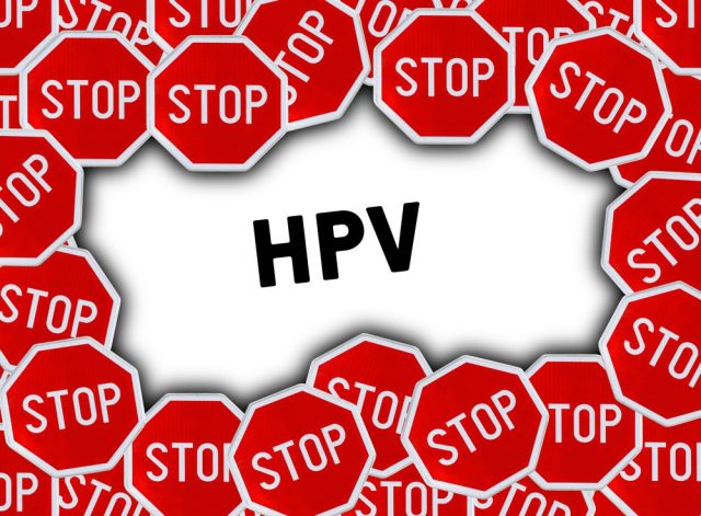 Stop sign and word hpv