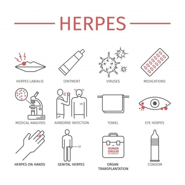 Herpes. Symptoms, Treatment. Infographics