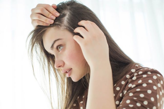 Woman with problematic hair