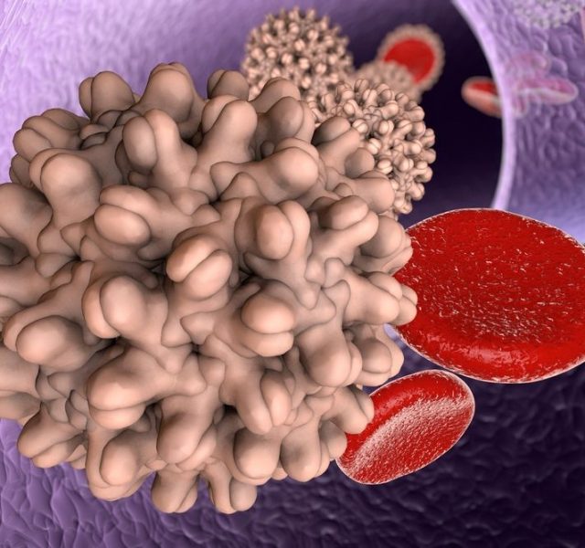 Hepatitis B virus in blood vessel with red blood cells